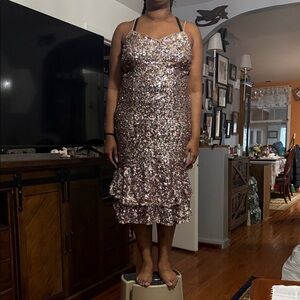 Adrianna Papell Multi-Color Sequin Midi Dress